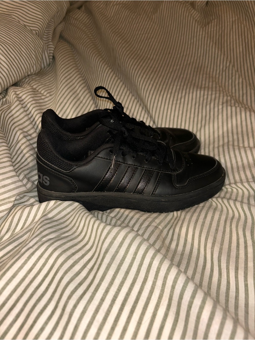 adidas All-Black Low-Top Leather Sneaker